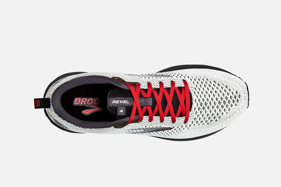 Brooks Running Shoes Mens White/Black/Red - Revel 4 Road - 8356-DRKYG